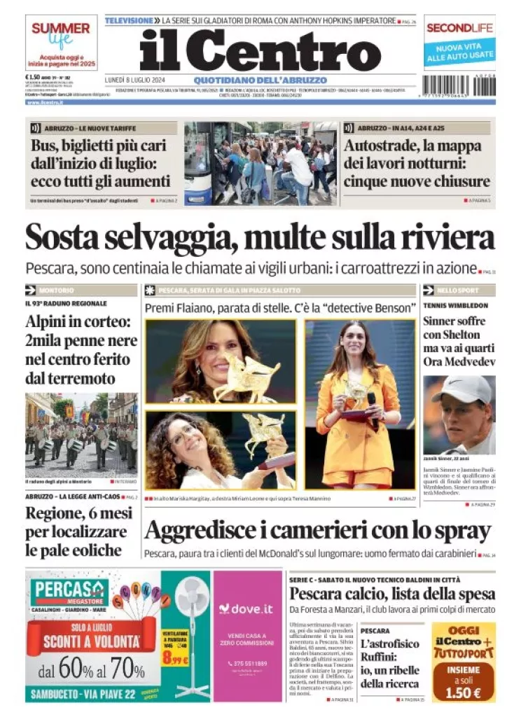 Prima-pagina-il centro-oggi-edizione-del-2024-07-08